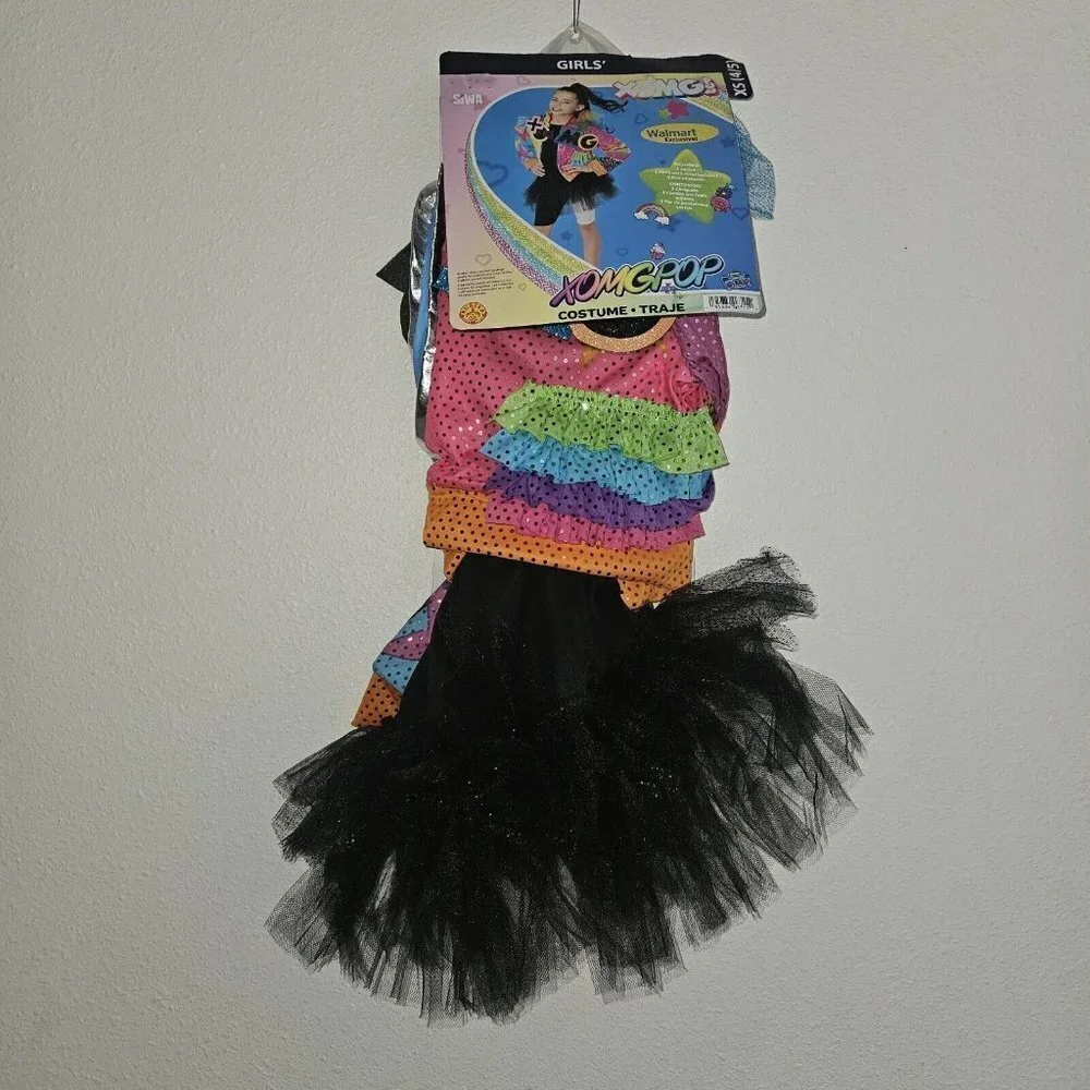 NEW Jojo Siwa XOMGPOP Halloween Costume Girls XS 4/5 Jacket Skirt Shorts Rubie's